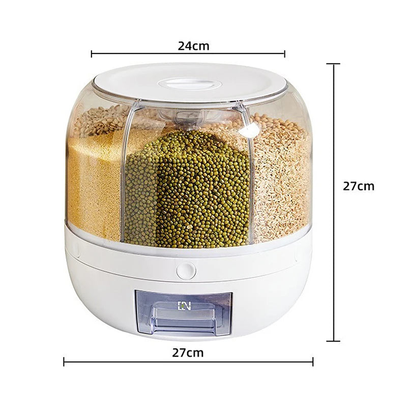 Draaibare Voorraadpot met 6 Vakken - Draai, Druk, Doseer