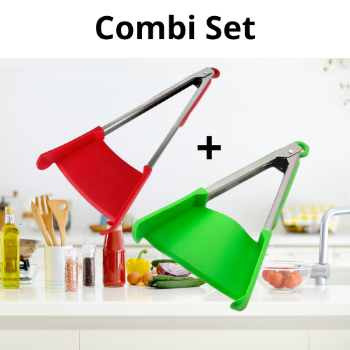 2-in-1 Kook Spatel en Tang | Grijpen, Flippen & Serveren