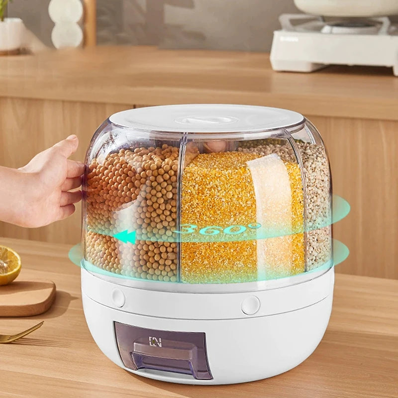 Draaibare Voorraadpot met 6 Vakken - Draai, Druk, Doseer