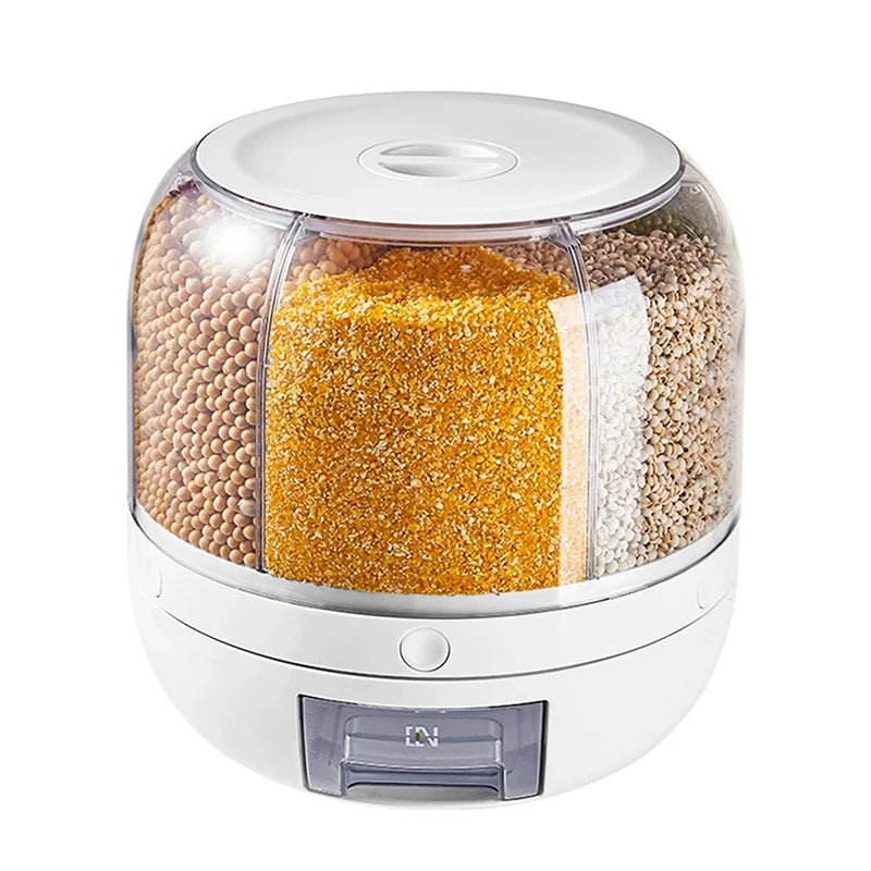 Draaibare Voorraadpot met 6 Vakken - Draai, Druk, Doseer