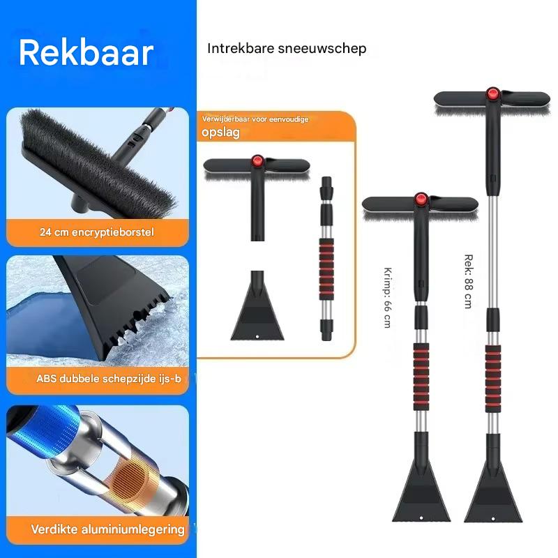 Auto IJs Krabber & Sneeuwborstel  | Draaibare Kop + Uitschuifbaar Bereik
