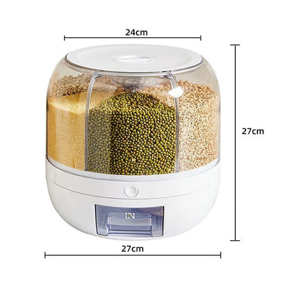 Draaibare Voorraadpot met 6 Vakken - Draai, Druk, Doseer