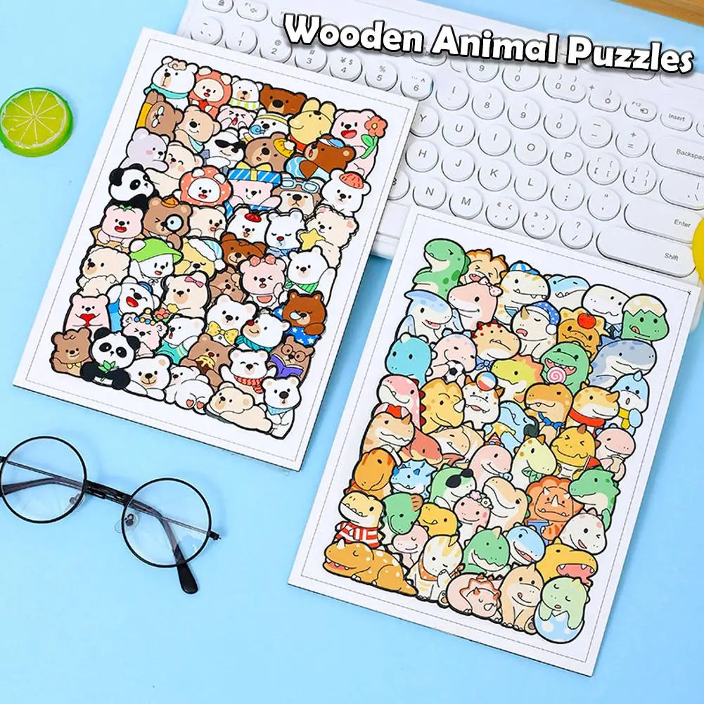 Houten Dierenpuzzel – Kitty, Teddy & Dino