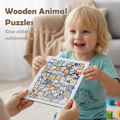 Houten Dierenpuzzel – Kitty, Teddy & Dino