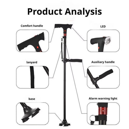 Wandelstok voor Optimale Zekerheid | Inclusief Zaklamp en Alarmfunctie