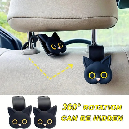 (2stuks) Schattige 3D-kattenhaken voor autostoelhoofdsteun