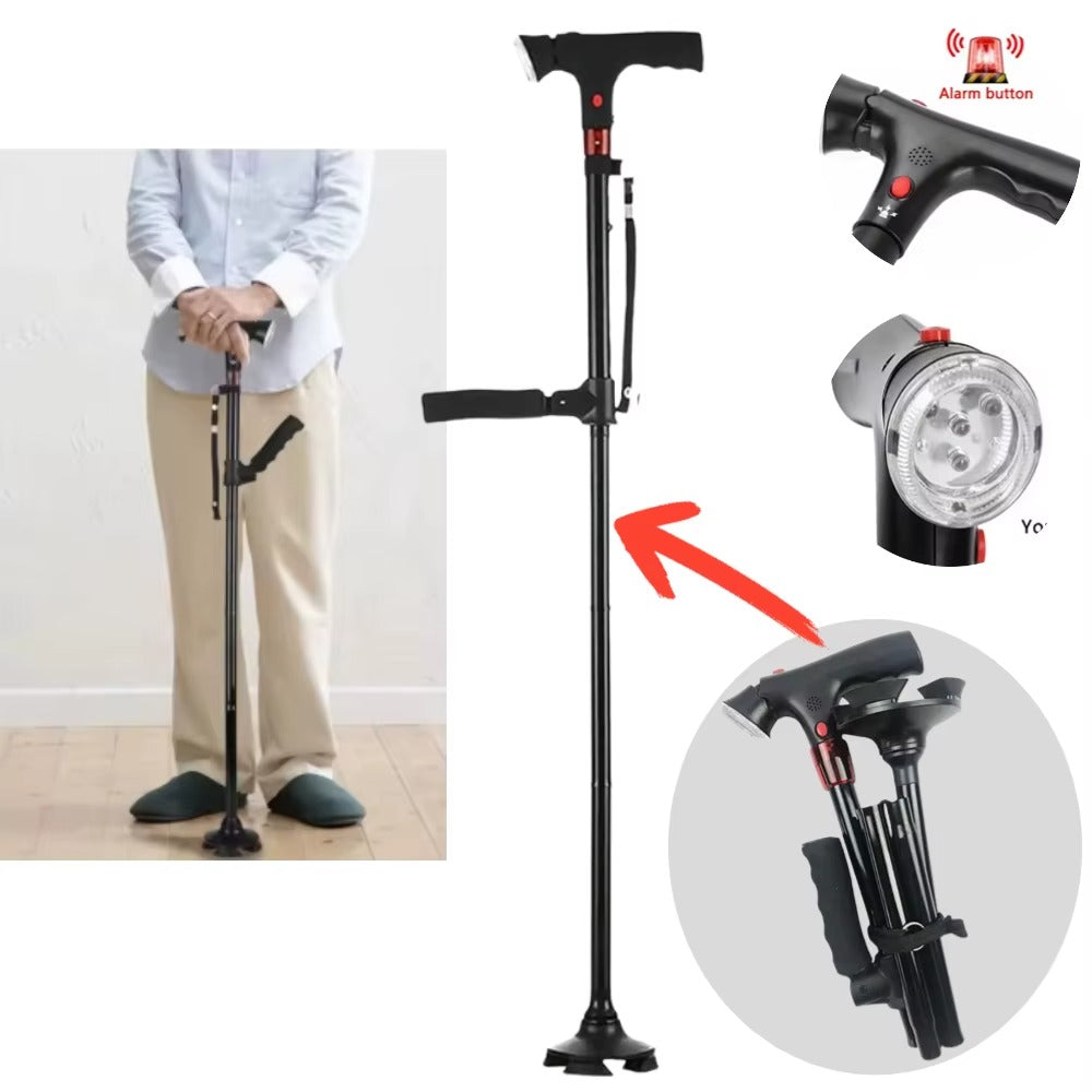 Wandelstok voor Optimale Zekerheid | Inclusief Zaklamp en Alarmfunctie