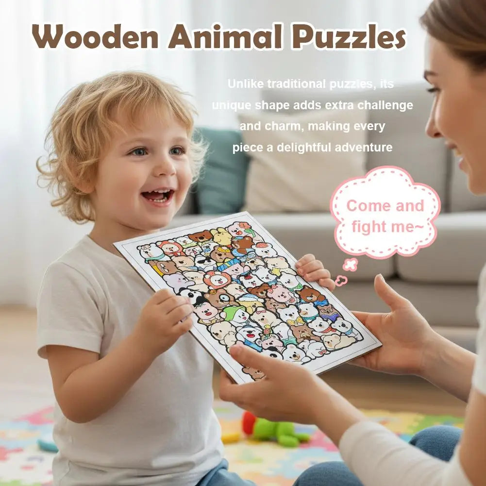 Houten Dierenpuzzel – Kitty, Teddy & Dino