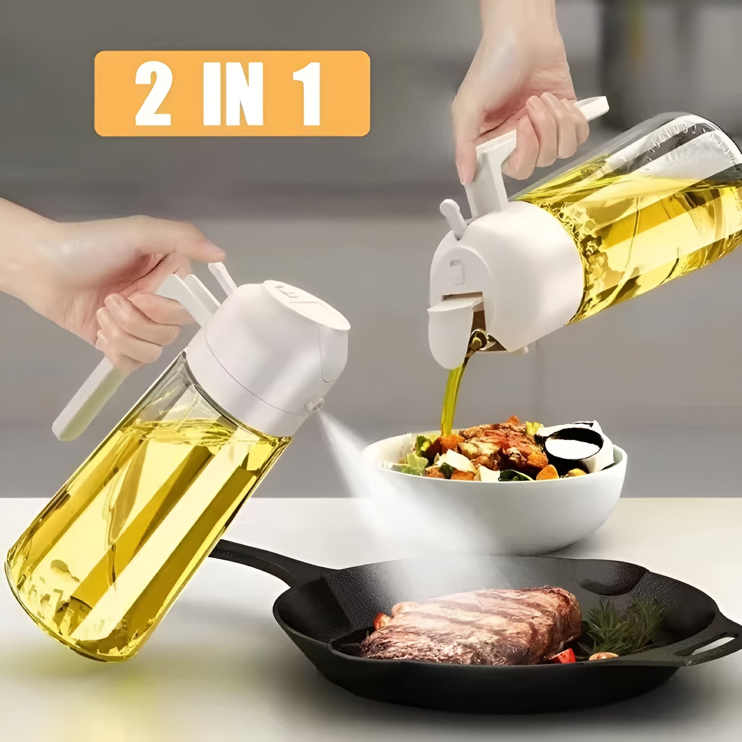 2-in-1 Oliefles 500ml | Spuiten en Gieten voor Slimmer en Sneller Koken
